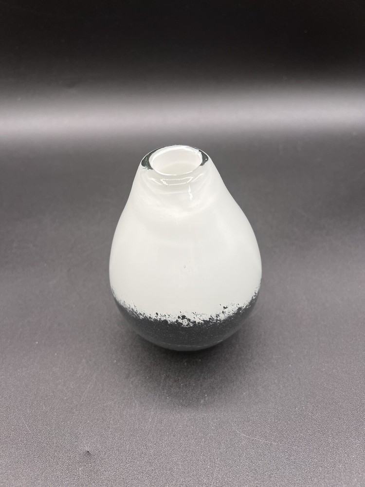 Blown Cased Glass Smokey White Bud Vase