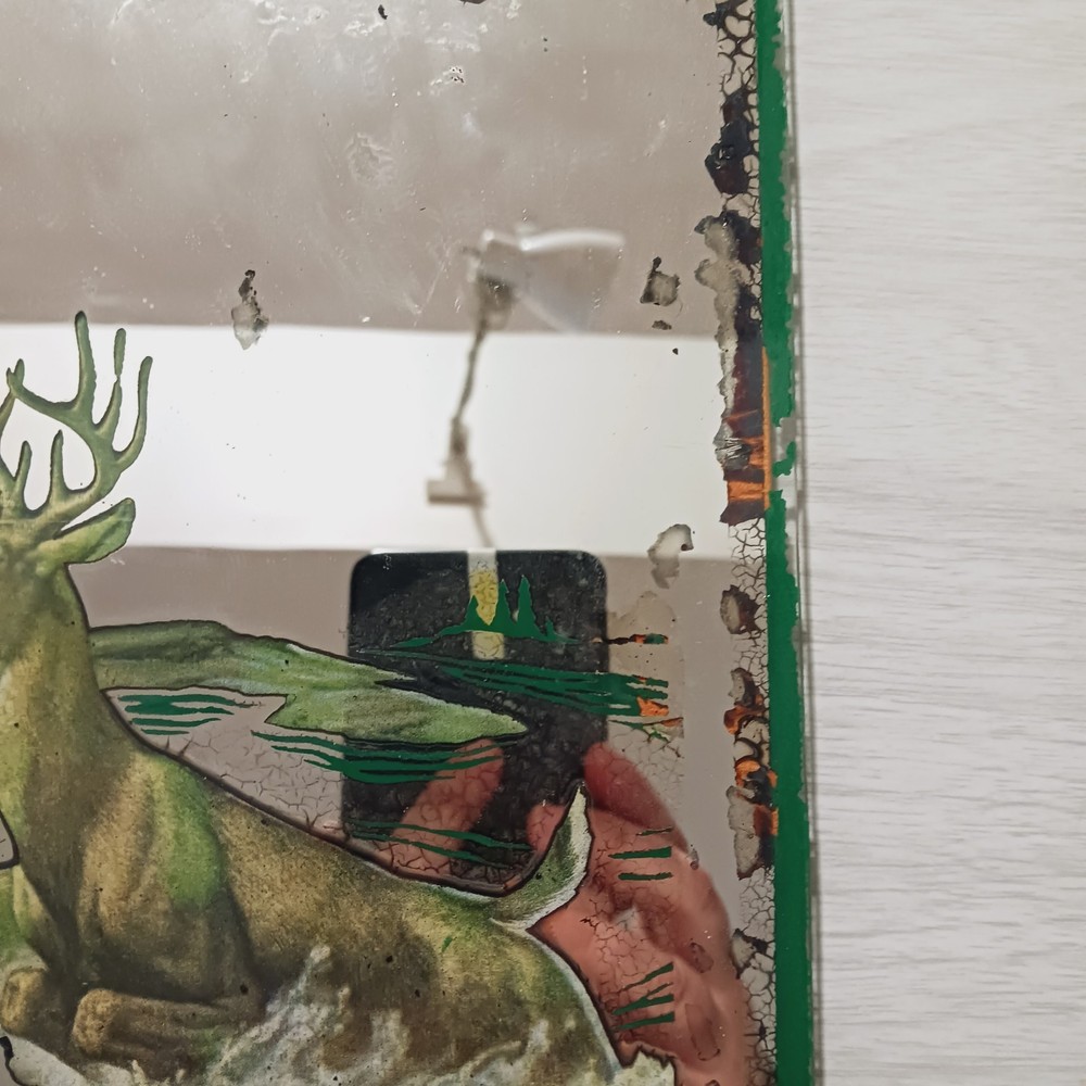 Vintage John Deere Advertising Reverse Painted Mirror Worthington MN Implement