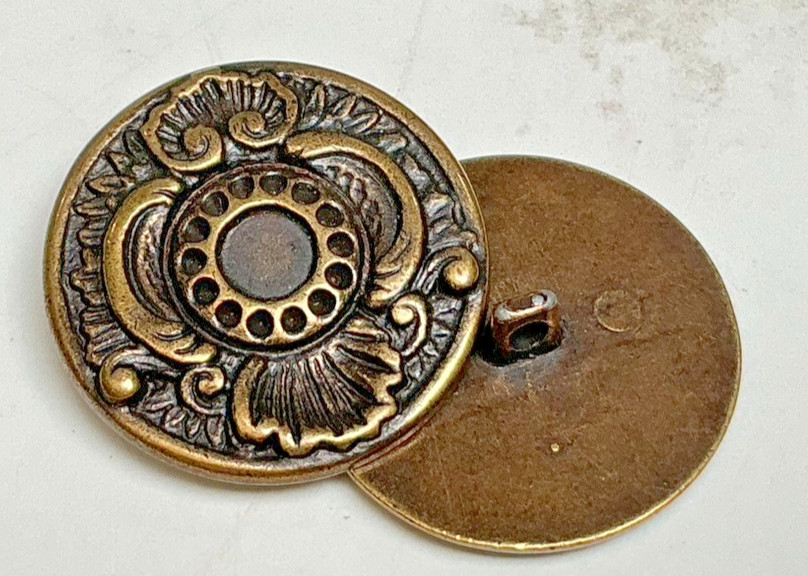 metal brass buttons s shank 2pcs 1 1/8"