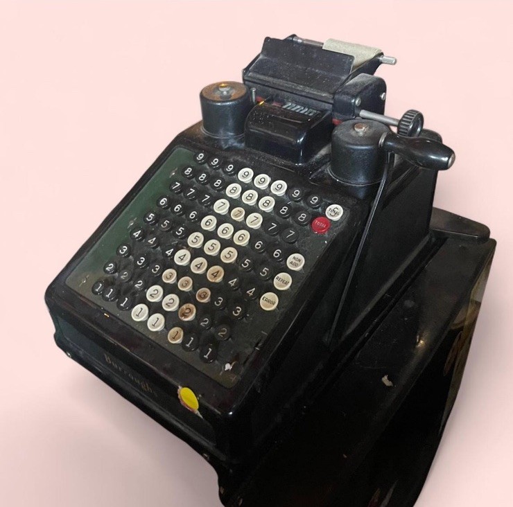 Burroughs Adding Machine with Hand Crank Vintage 1920’s