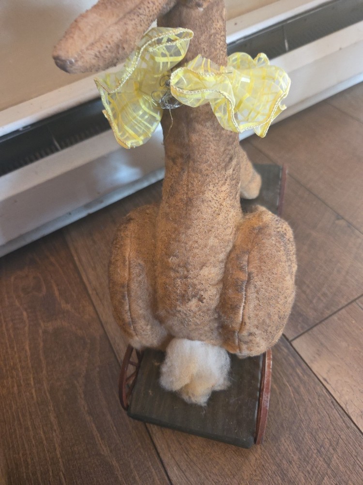 Contemporary Primitive Rabbit Pull Toy and Wooden Wheels!