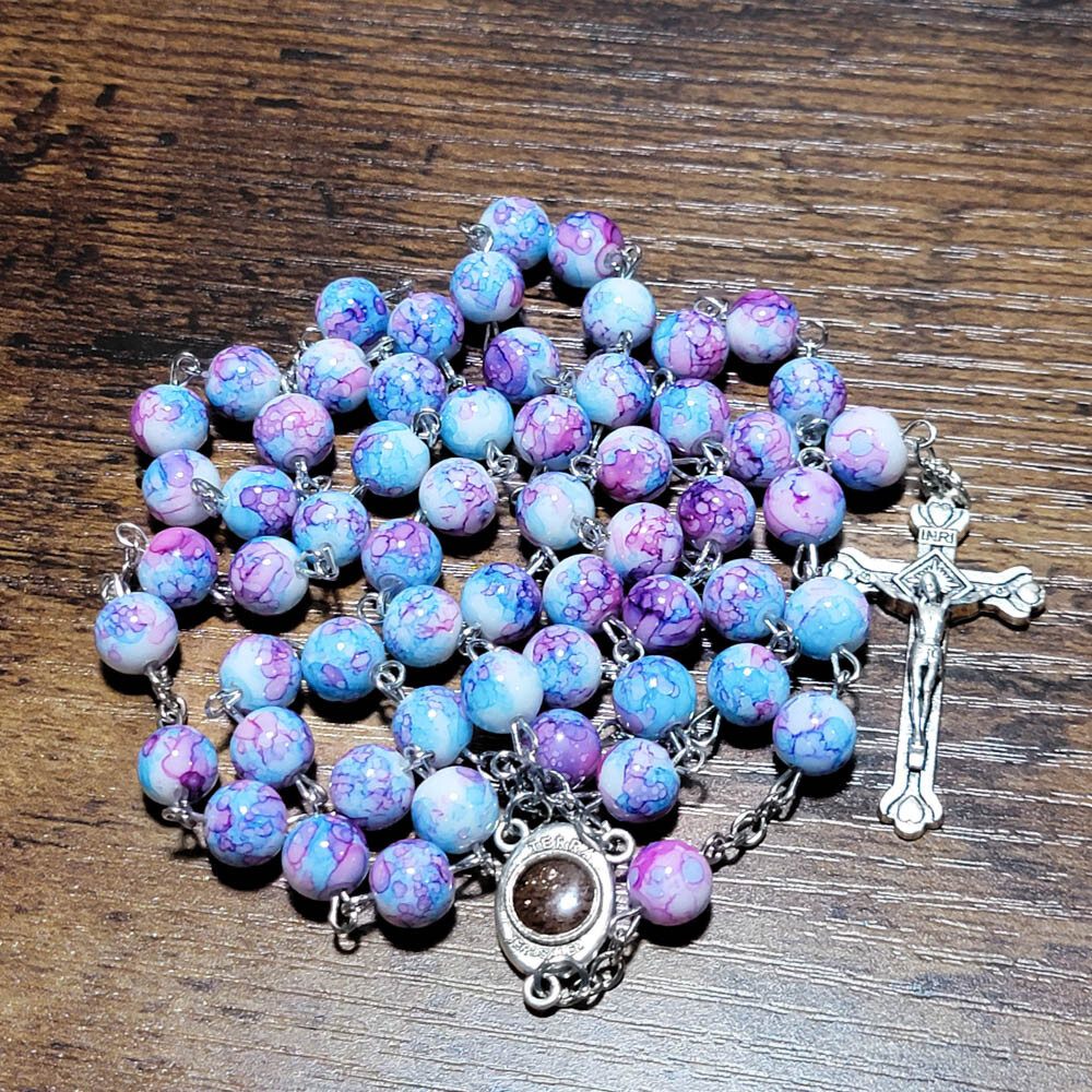 Purple Glass Beads Rosary Necklace – Catholic Holy Center & Crucifix