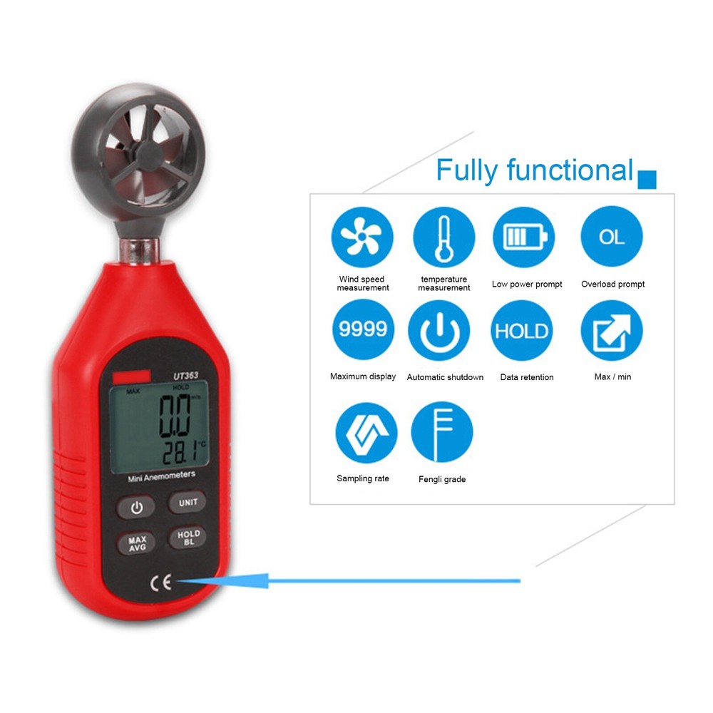 Precision Measure Wind Speeds Handheld Digital LCD Anemometer Backlight Display