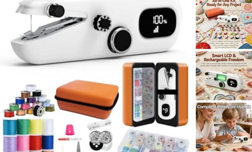 Handheld Sewing Machine, Portable Mini Sewing Machine for Beginners & WHITE