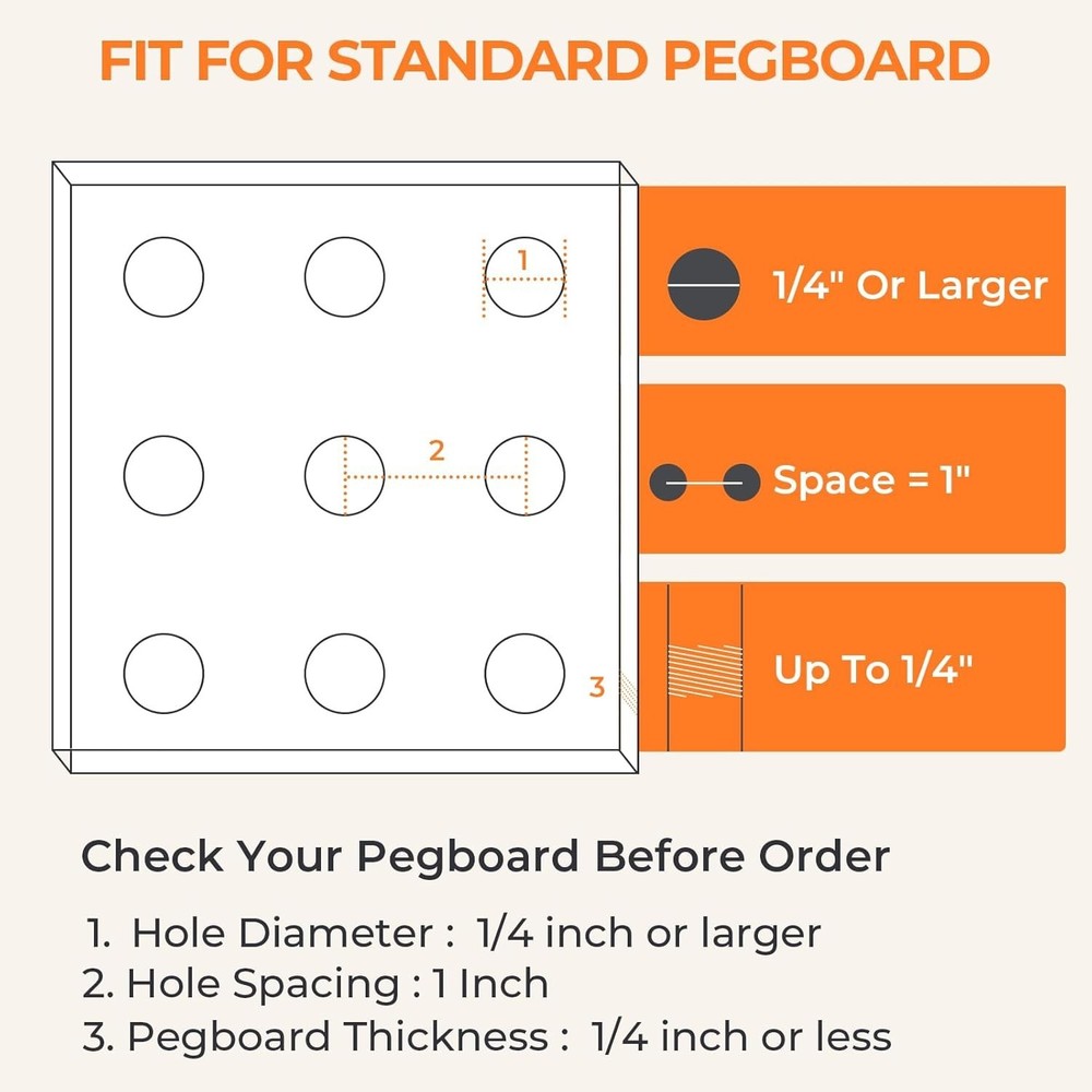 8" Pegboard Shelf Hooks, 8 Pack Black Pegboard Shelf Brackets Hooks, 1/4 Inch...