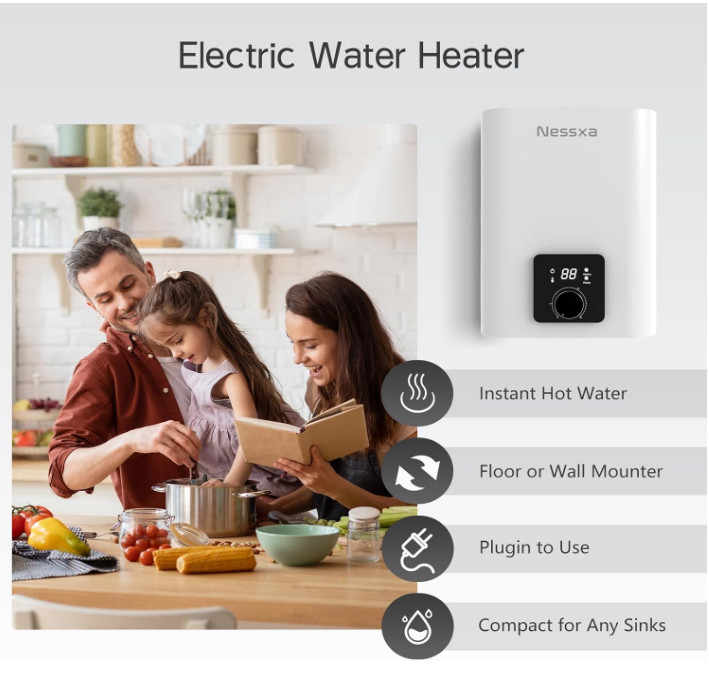 Calentador de Agua Eléctrico 2.65 Gal 1500W Bajo Fregadero Cocina Baño. Nuevo