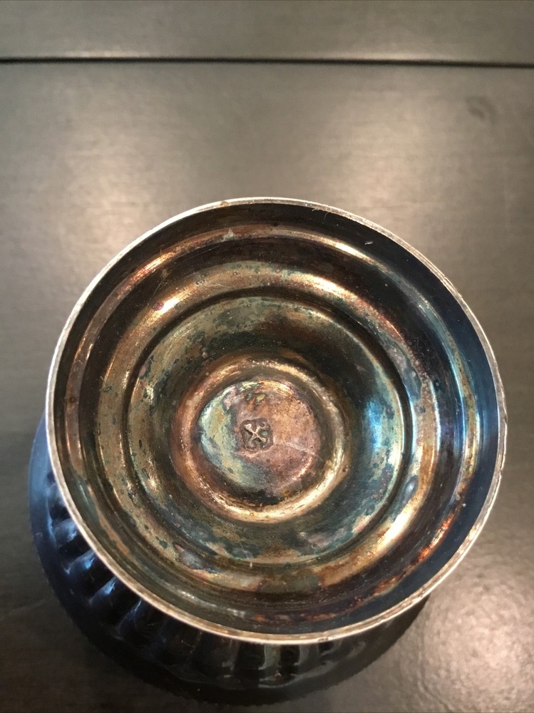 Antique Engraved Phoenix Bird Silverplate Egg Cup Hallmark 44DD