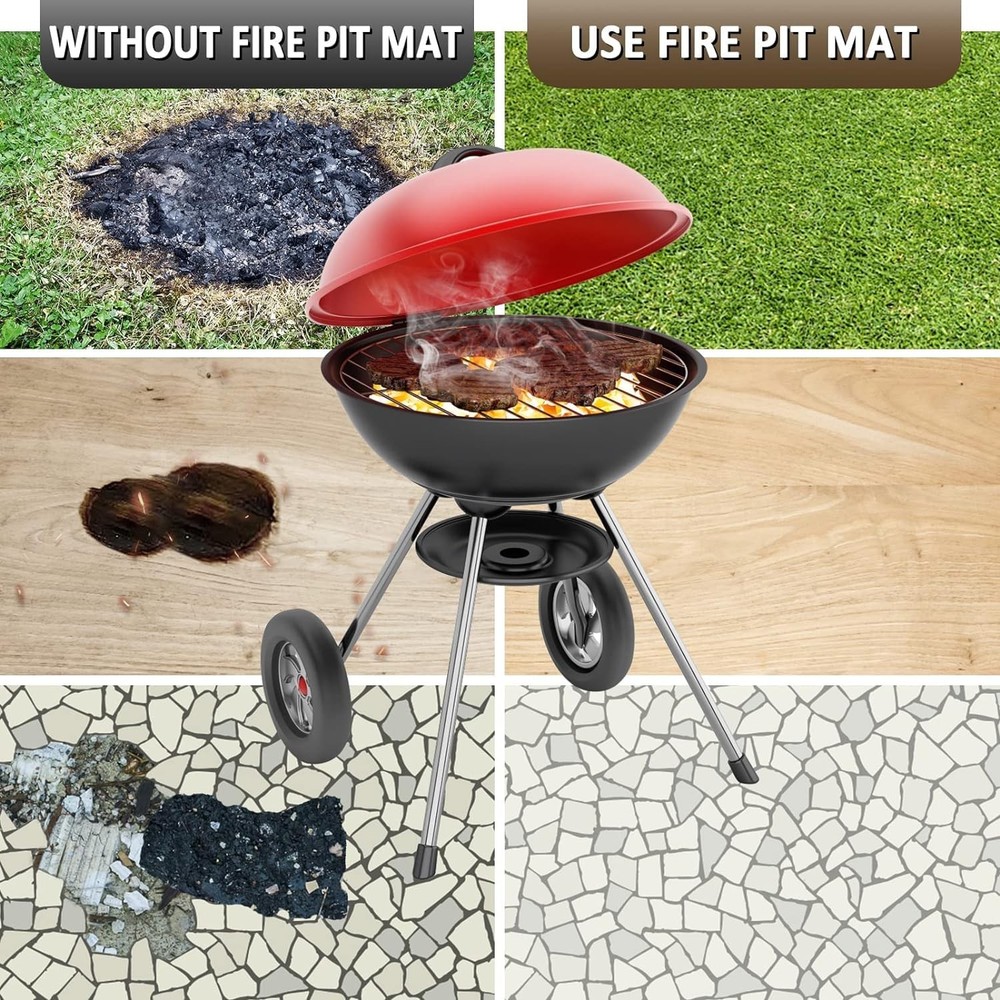 Fire Pit Mat - 37.8x39.4in Fireproof Blanket for Under Pit, Camel