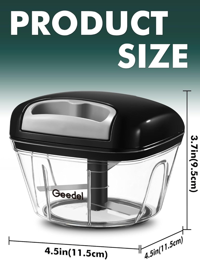 Manual Food Processor Vegetable Cutter, Pull Chopper with String, Food Choppe...