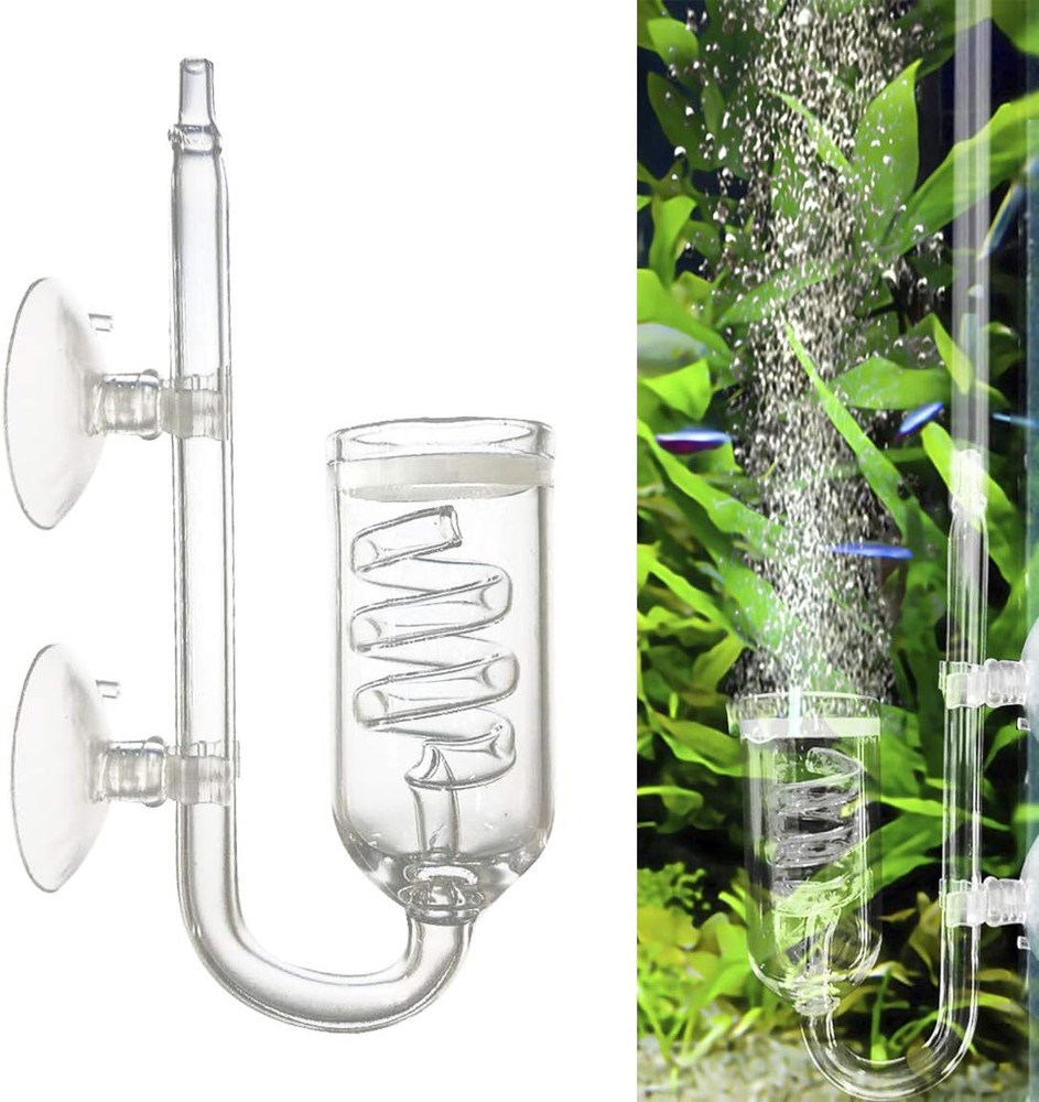 CO2 Diffuser Aquarium Glass Spiral CO2 Atomizer Diffuser Bubble Counter Check wi