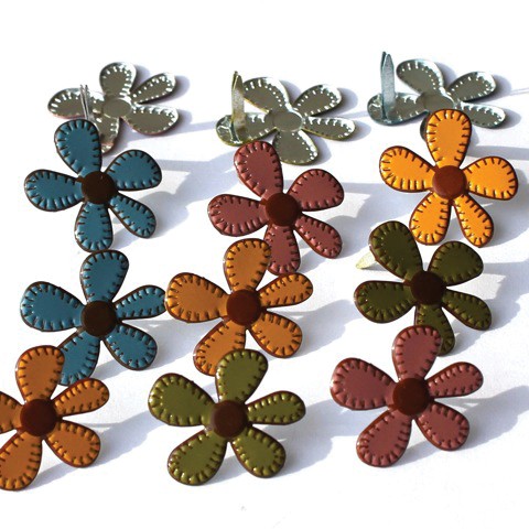 Eyelet Outlet Shape Brads 12/Pkg Stitched Flowers - Fall