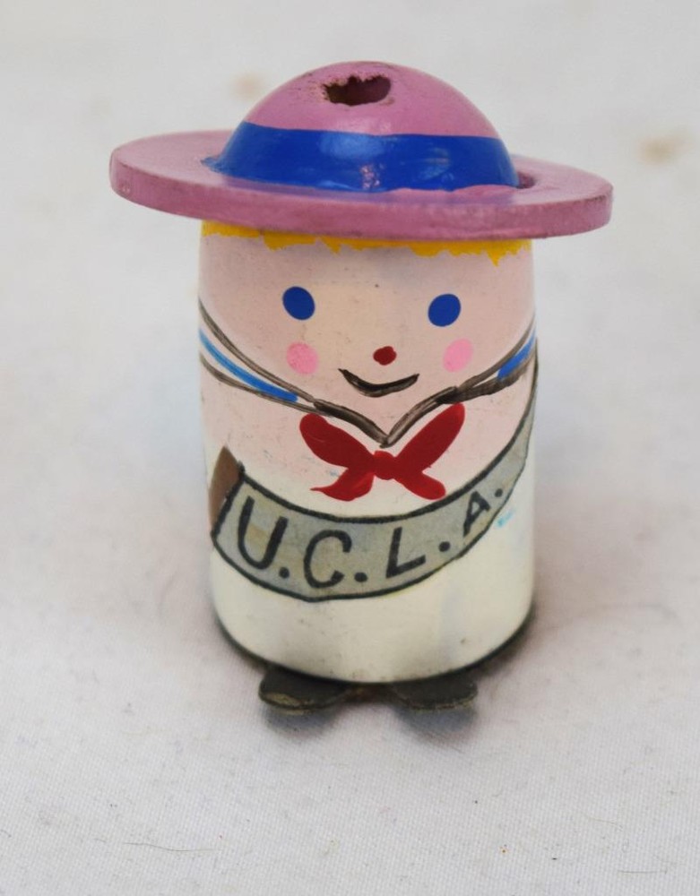 Small 1 1/2" Tall Handcrafted Wood UCLA Candle/Toolthpick Holder