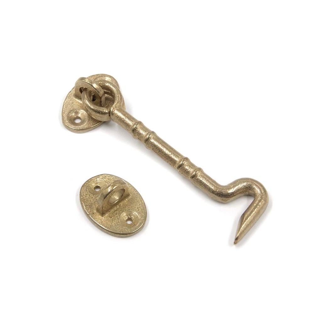 4 Inch Solid Antique Brass Privacy Hook Eye Latch Window Cabinet Gate Lock