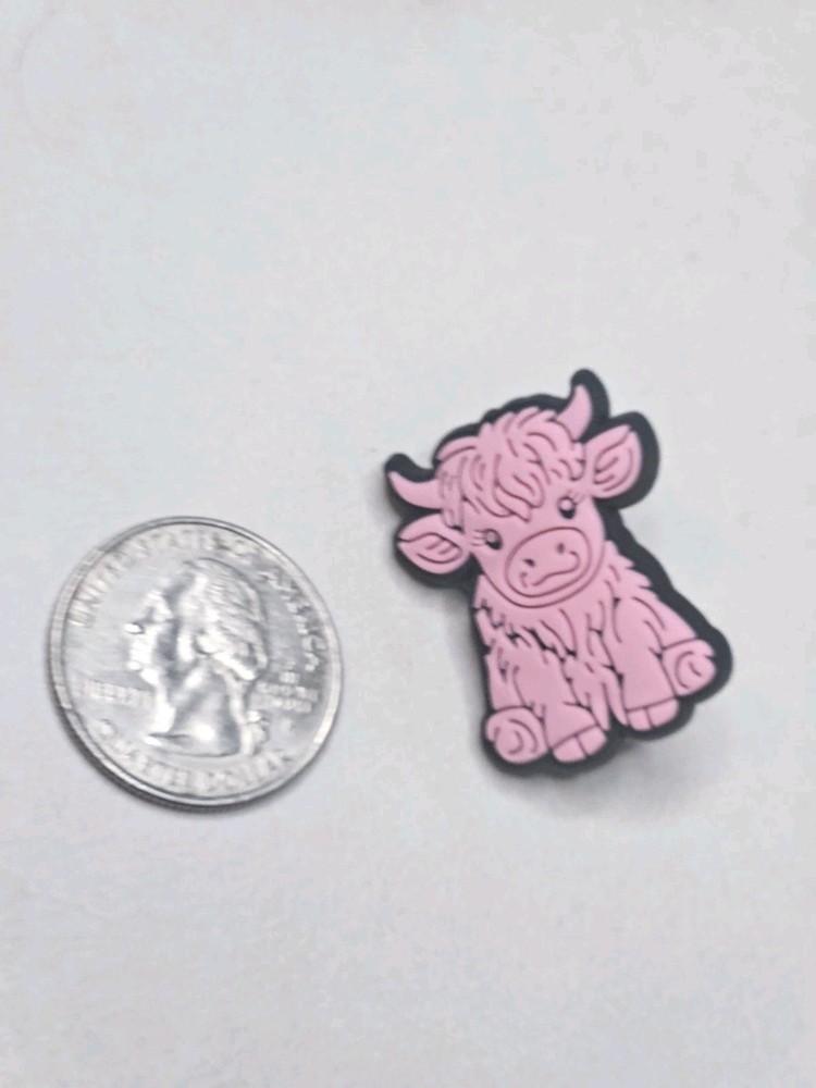Pink Highland Cow Pin