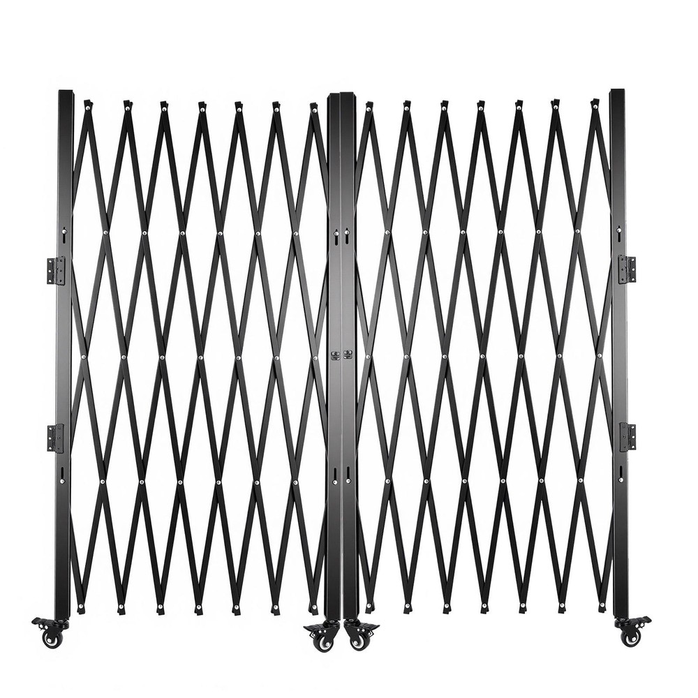 Double Folding Security Gate w/Wheels 155"L Extendable Safety Gate for Garage