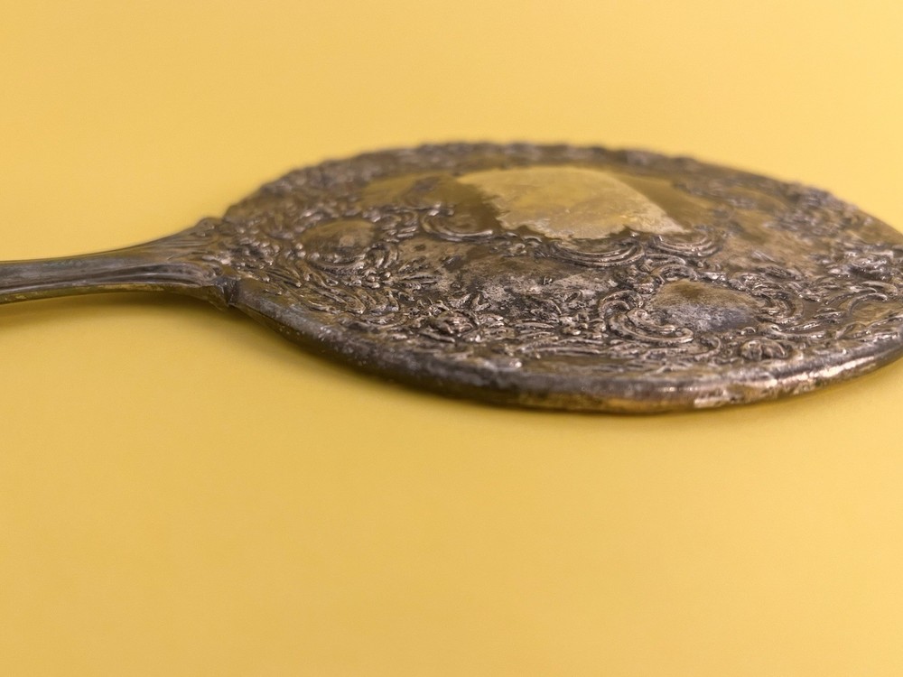 Silver Plated Victorian Style Vintage Hand Mirror