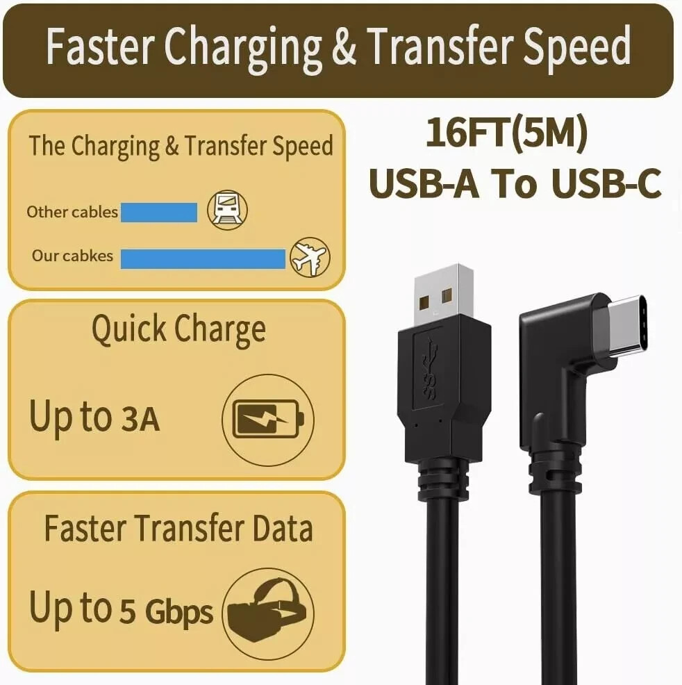 Oculus Quest VR Link Cable 16ft High-Speed Streaming
