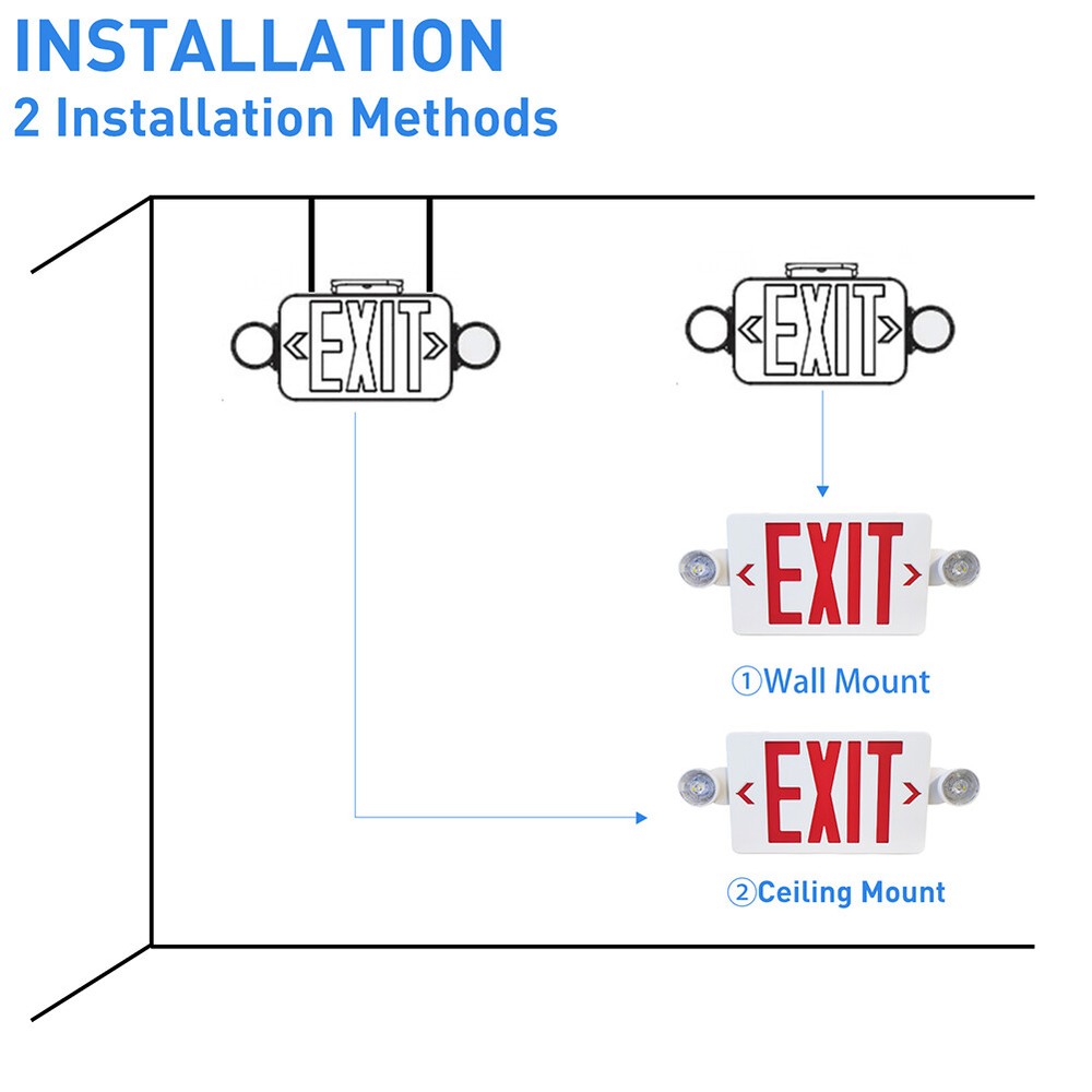 4Pack LED Exit Sign Emergency Light–Hi Output Compact Combo Red Fire UL listed