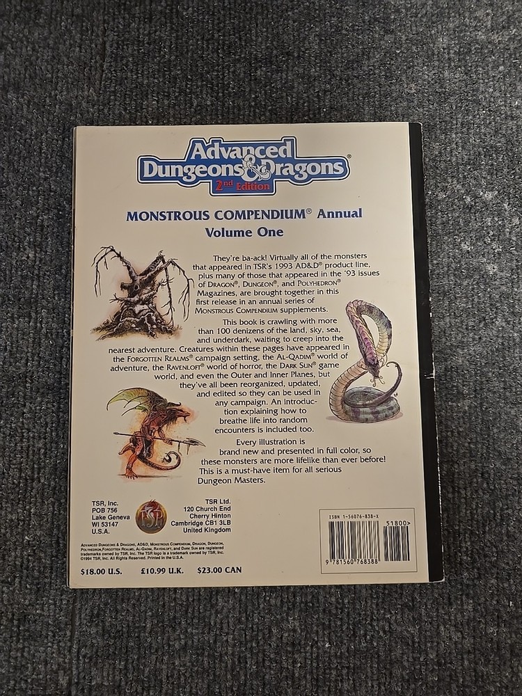 Advanced Dungeons & Dragons Monstrous Compendium Annual Volume One 1994