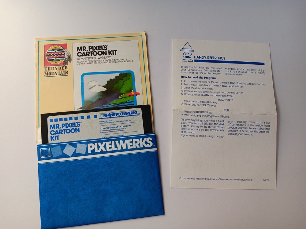 Commodore 64 Mr Pixels Cartoon Kit Computer Software Tested/Works Thunder Mtn