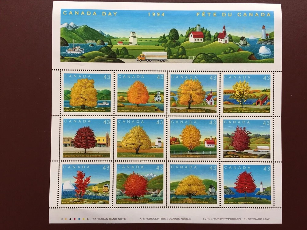 Souvenir Sheet - 1994 - Scott 1524 - 43-cent CANADA DAY - MAPLE TREES
