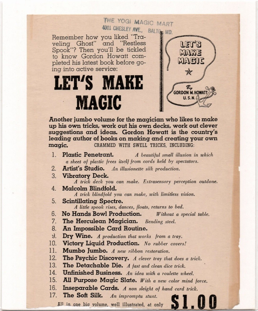 Vintage Magic Brochure "LETS MAKE MAGIC"
