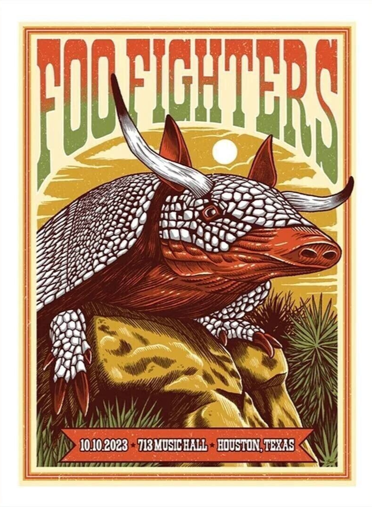 Foo Fighters Poster 10/10/2023 Houston TX Numbered Signed & Numbered #/35 A/E