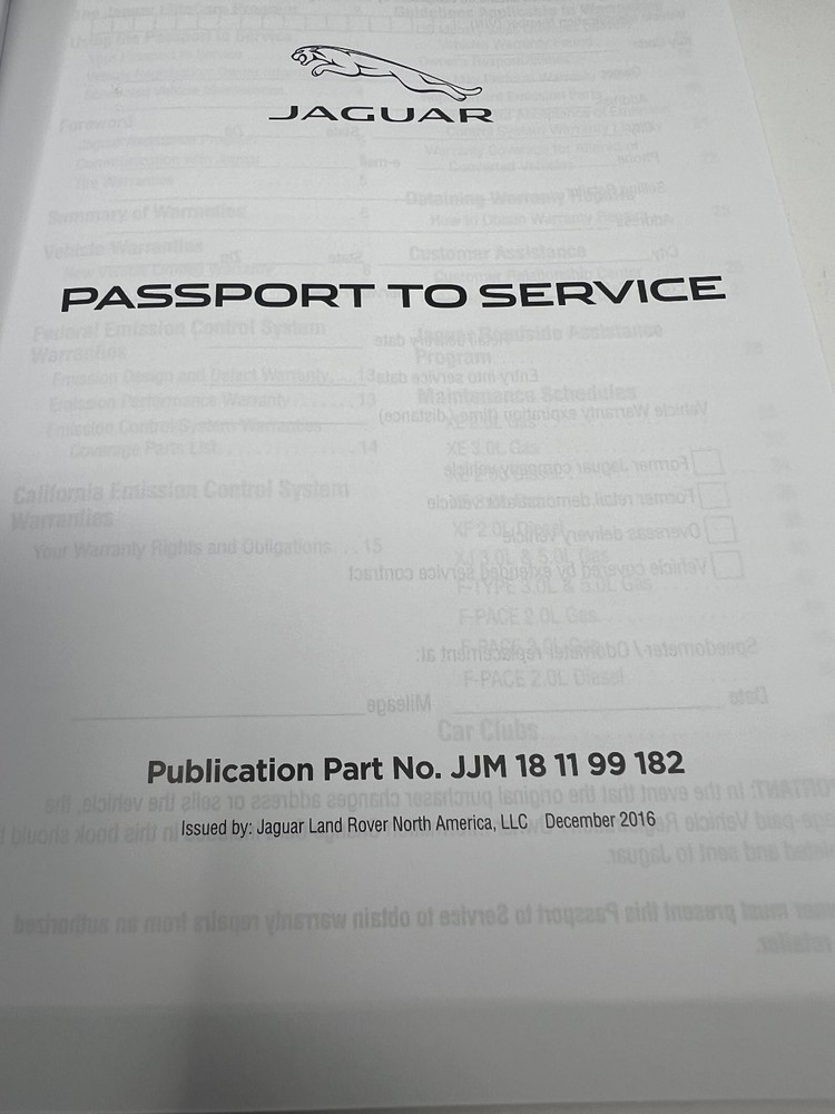 2016 Jaguar F-PACE Owners Manual OEM Complete Set