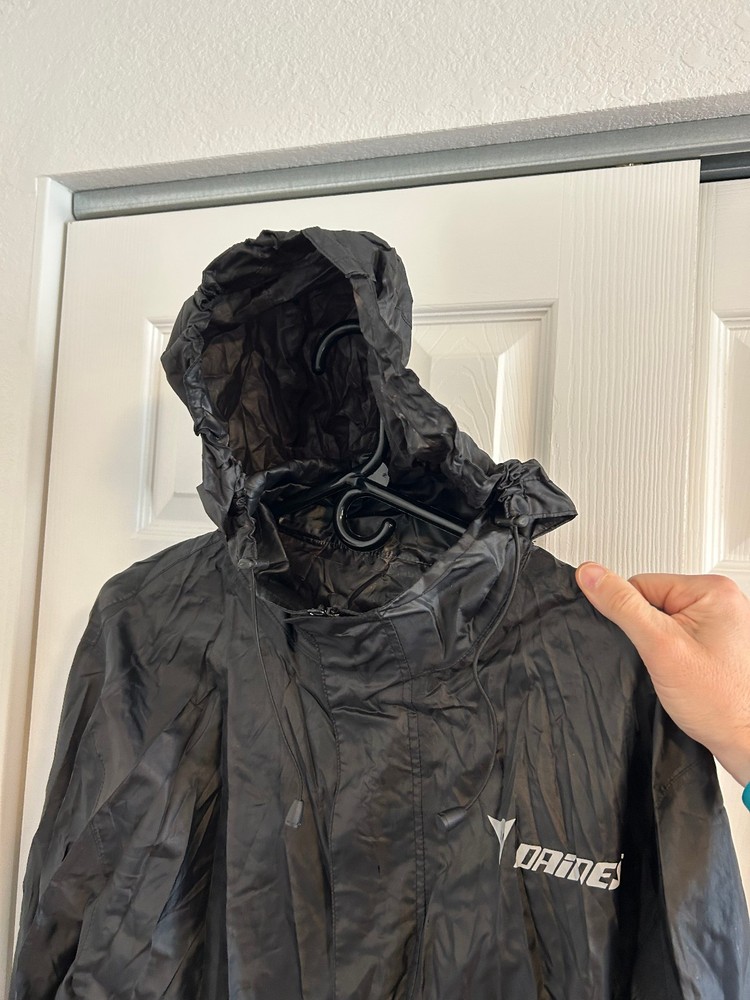 Dainese Packable Rain Shell Jacket Hooded Motorcycle Windbreaker Medium