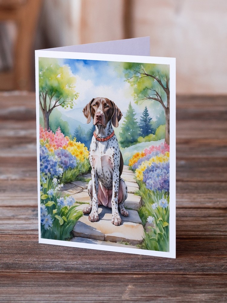 Caroline's Treasures German Shorthaired Pointer Spring Path Greeting Cards Pk 8