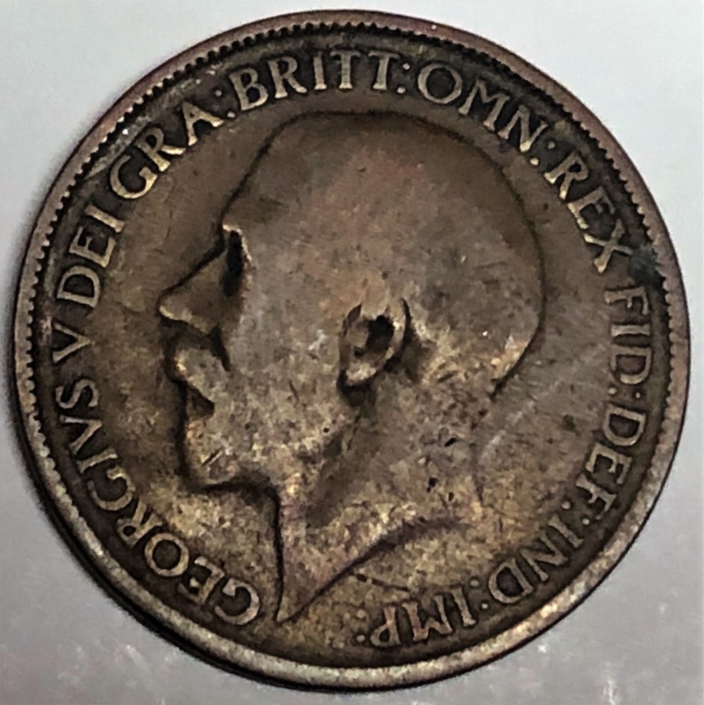 # C9909 GREAT BRITAIN COIN, HALF PENNY 1920 very worn