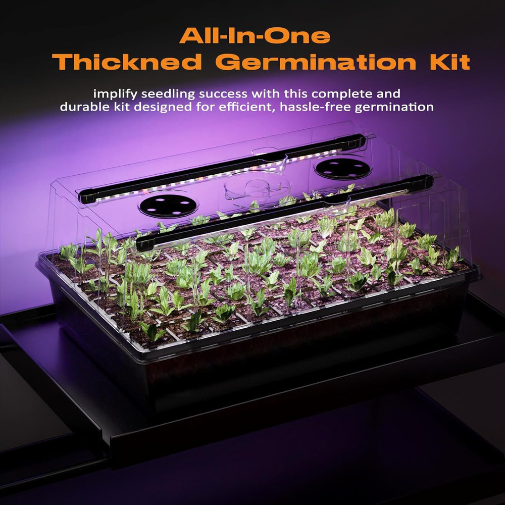 60-Cell Self-Watering Seed Starter Tray with Grow Light, Seed Starter Kit with 4