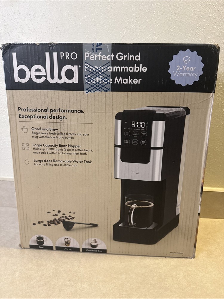 Bella Pro Programmable Single-Serve Coffee Maker w/ Burr Grinder