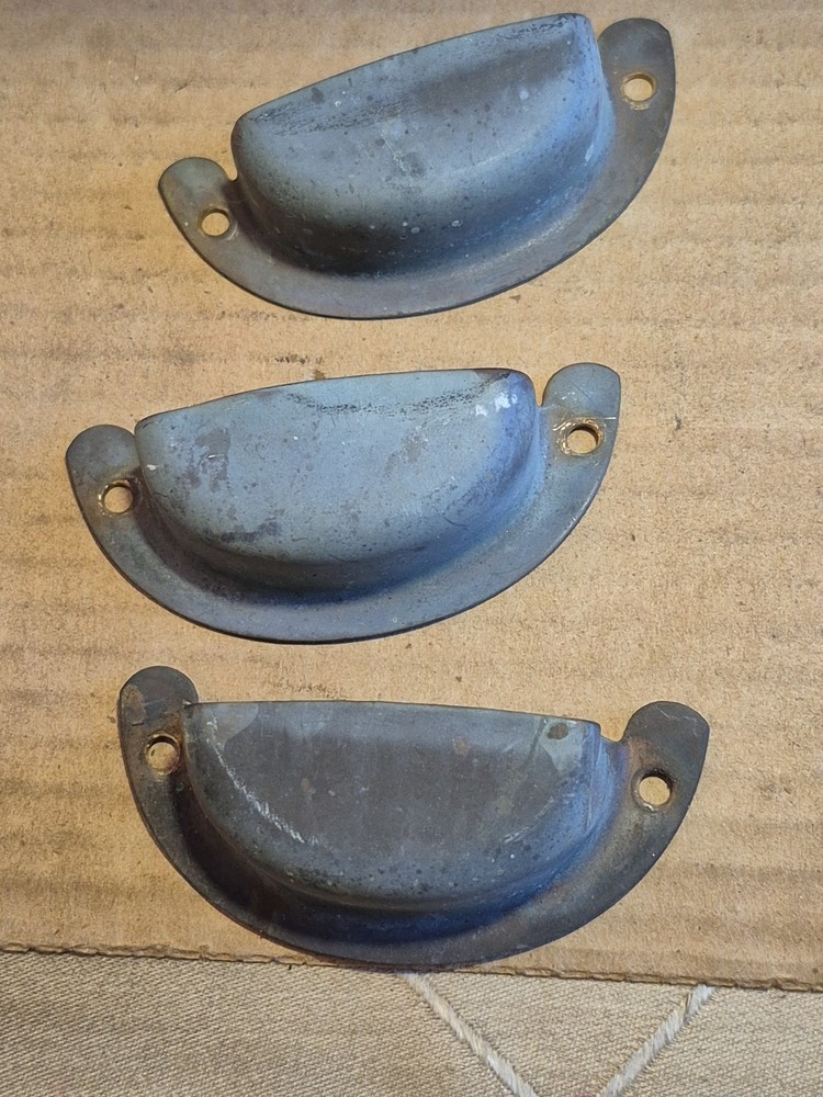 Lot Of 3 Vintage Solid Brass Bin/Drawer Pulls