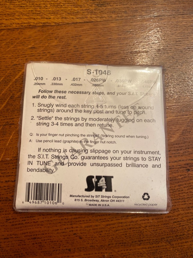 SIT Strings S1046 Light Power Wound Nickel Electric Guitar Strings + Extra