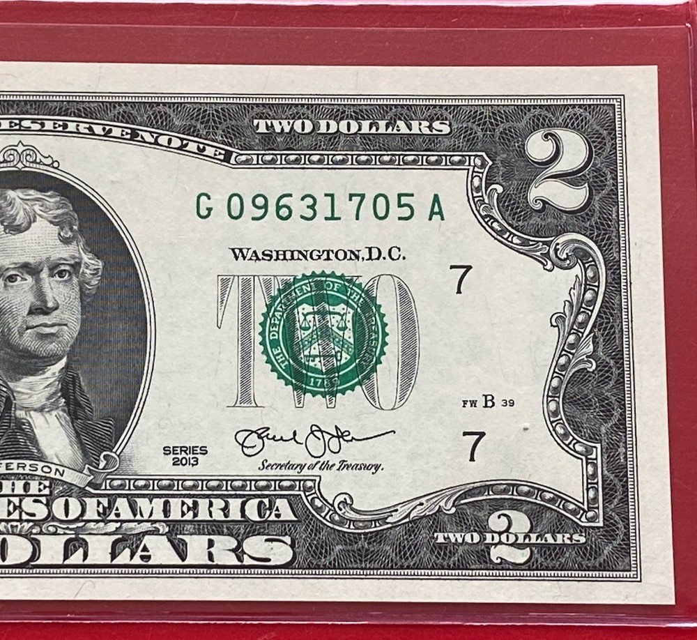2013 $2 TWO DOLLAR BILL ( Chicago "G" ) UNCIRCULATED