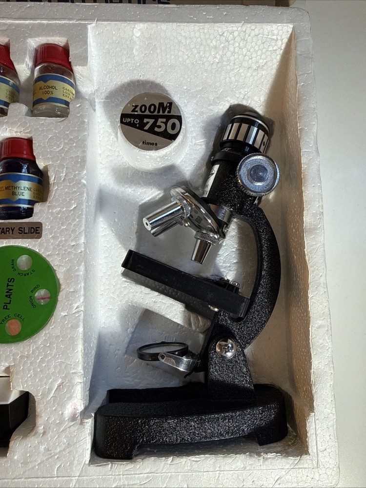 Vintage 750X Microscope Lab Kit Creative Science Precision Tested Optics Box
