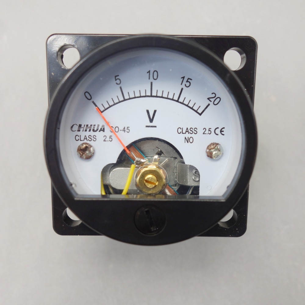1PC DC 0-20V Analog Voltmeter panel meter SO45 Cutout 45mm Direct Connect