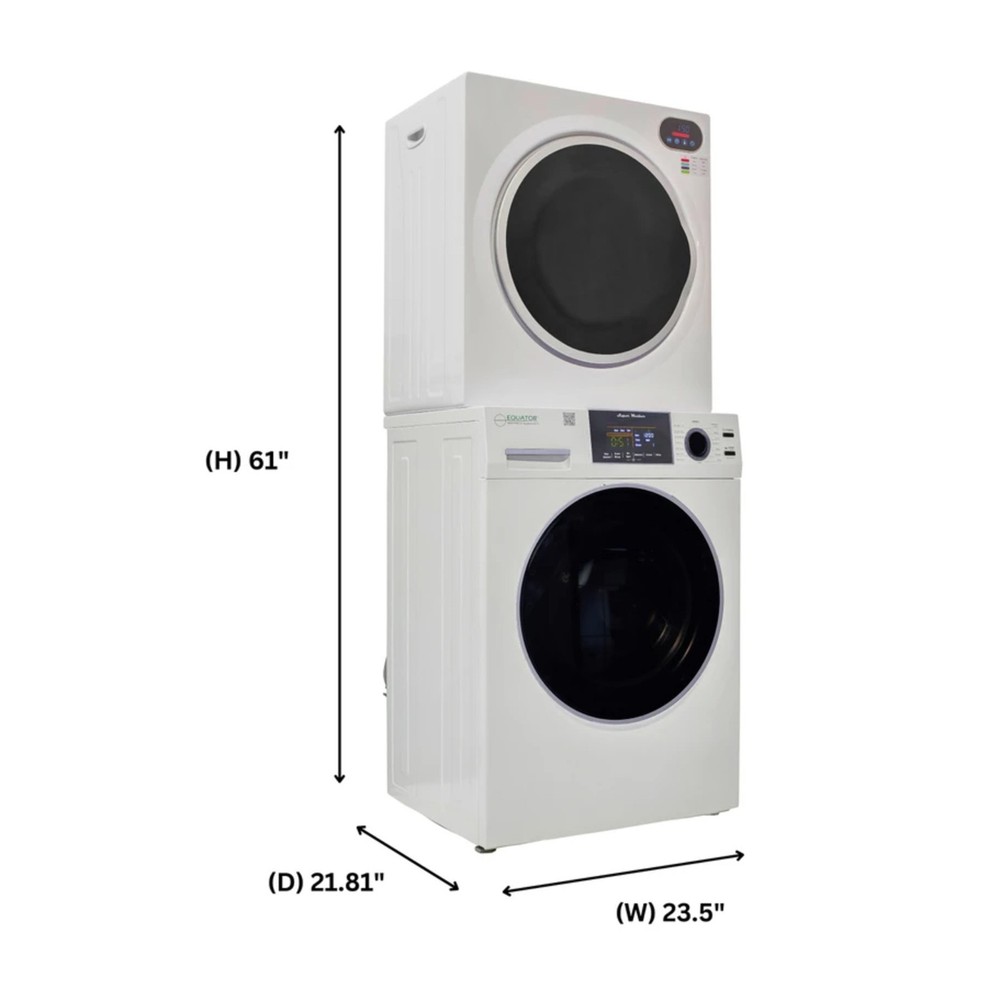 Equator ECONOMY STACKABLE 13 lbs Washer + ULTRA Compact Vented Sensor Dryer 2.6