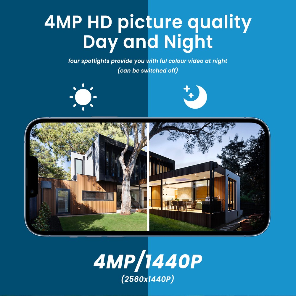 ANRAN Solar Security Camera System 4MP CCTV Wireless Battery Powered 2 Way Audio