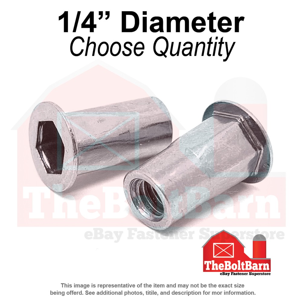 1/4"-20 Aluminum Hex Rivet Nuts Plain (Choose Quantity)