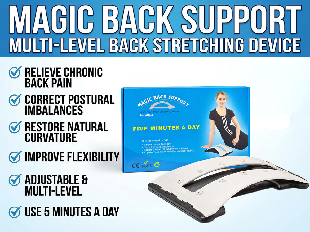 Magic Back Support Multi-Level Back Stretcher Lumbar Pain Relief Posture Correct