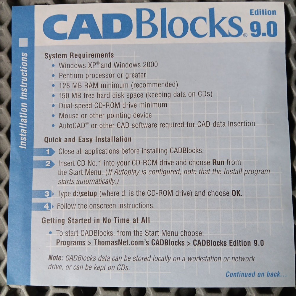 ThomasNet: CadBlocks ~ Edition 9.0 CD-ROMs