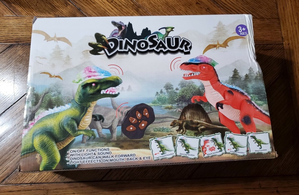 Remote Control Dinosaur Walking Roaring LED Light Eyes Robot for Kids Boys