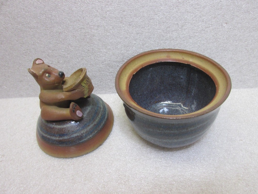 MARKED STONEWARE HONEY JAR