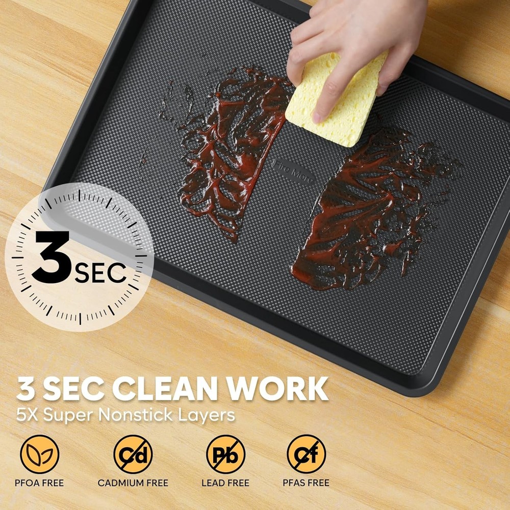 2 Pack Half Sheet Pan with Cooling Sheet+Wire Rack, + Rack