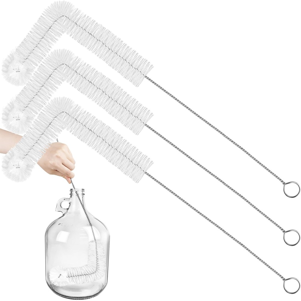 Artcome​ 3Pcs Ultimate 29" Long Handle Carboy Brush Set for 1 3 5 3pc, White