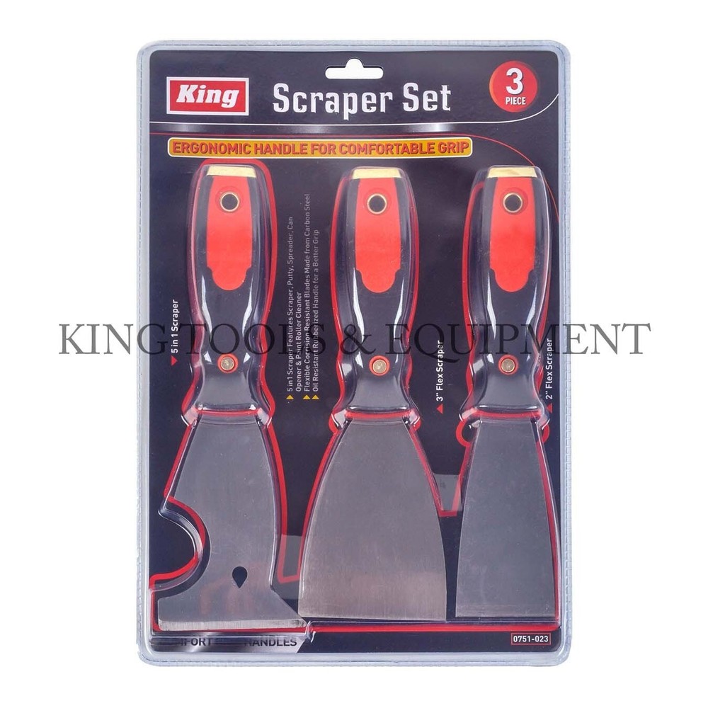 KING 3PC Joint Knife Set Putty Knife Multi-Tool Painter Scraper Steel Blade