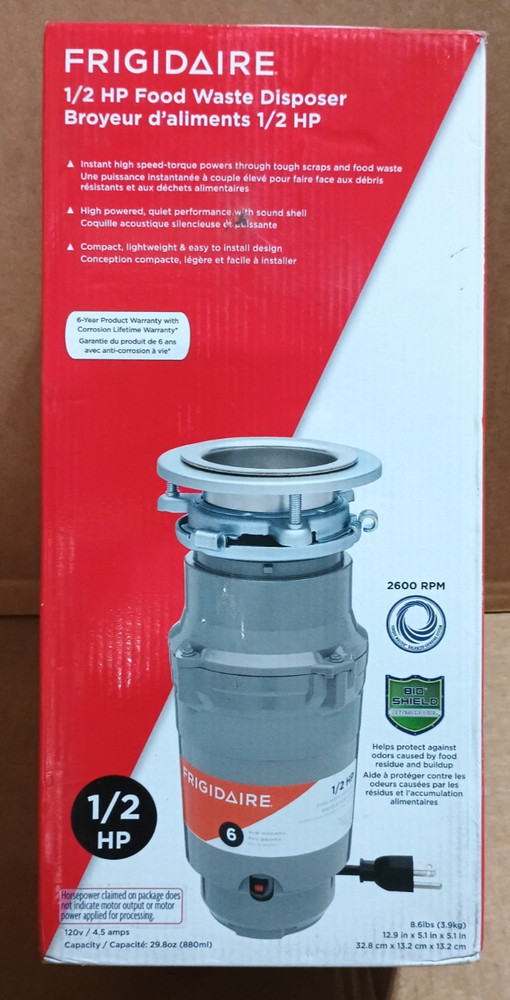 Frigidaire 1/2 HP Corded Garbage Disposal for Kitchen Sinks | FF05DISPC1