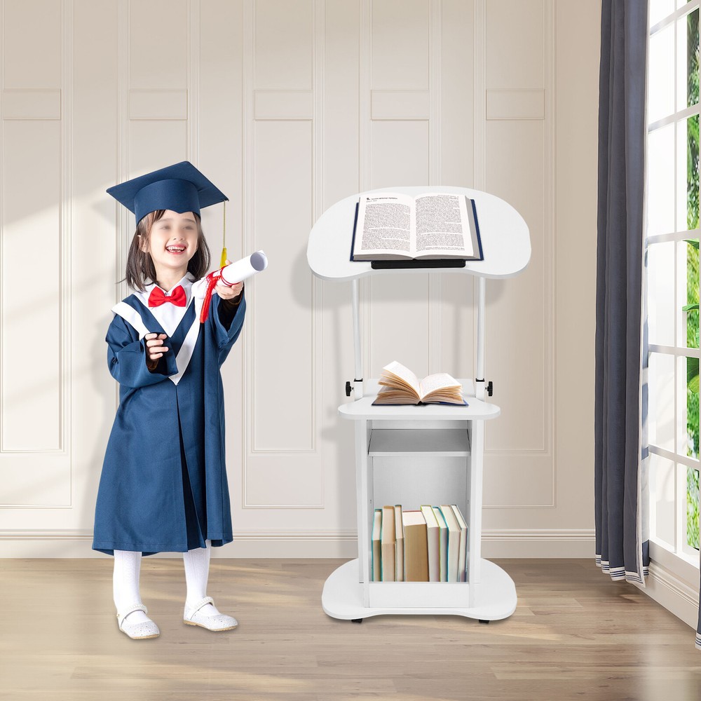 Height Adjustable Mobile Presentation Stand - Versatile Desk With Casters